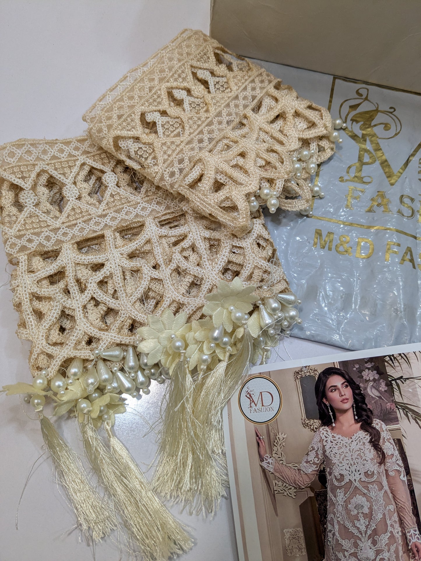 MARIA B SKIN BEIGE LUXURIOUS EMBROIDERED ORGANZA