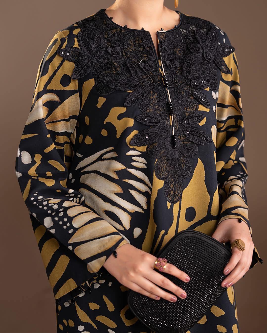 MARIA B MUSTARD BUTTERFLY LAWN DUPPATA