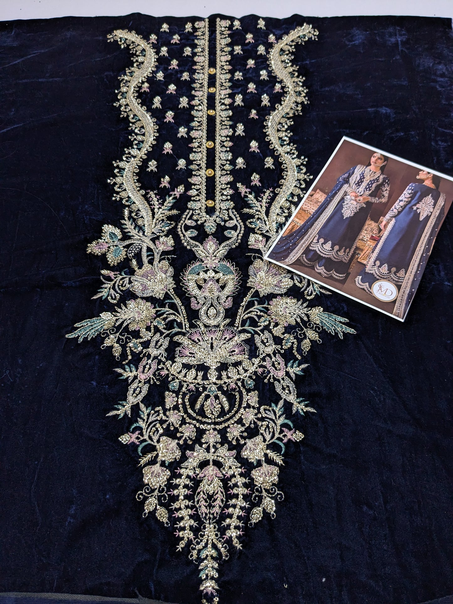 AFROZEH DIVANI MAYA BLUE LUXURIOUS VELVET