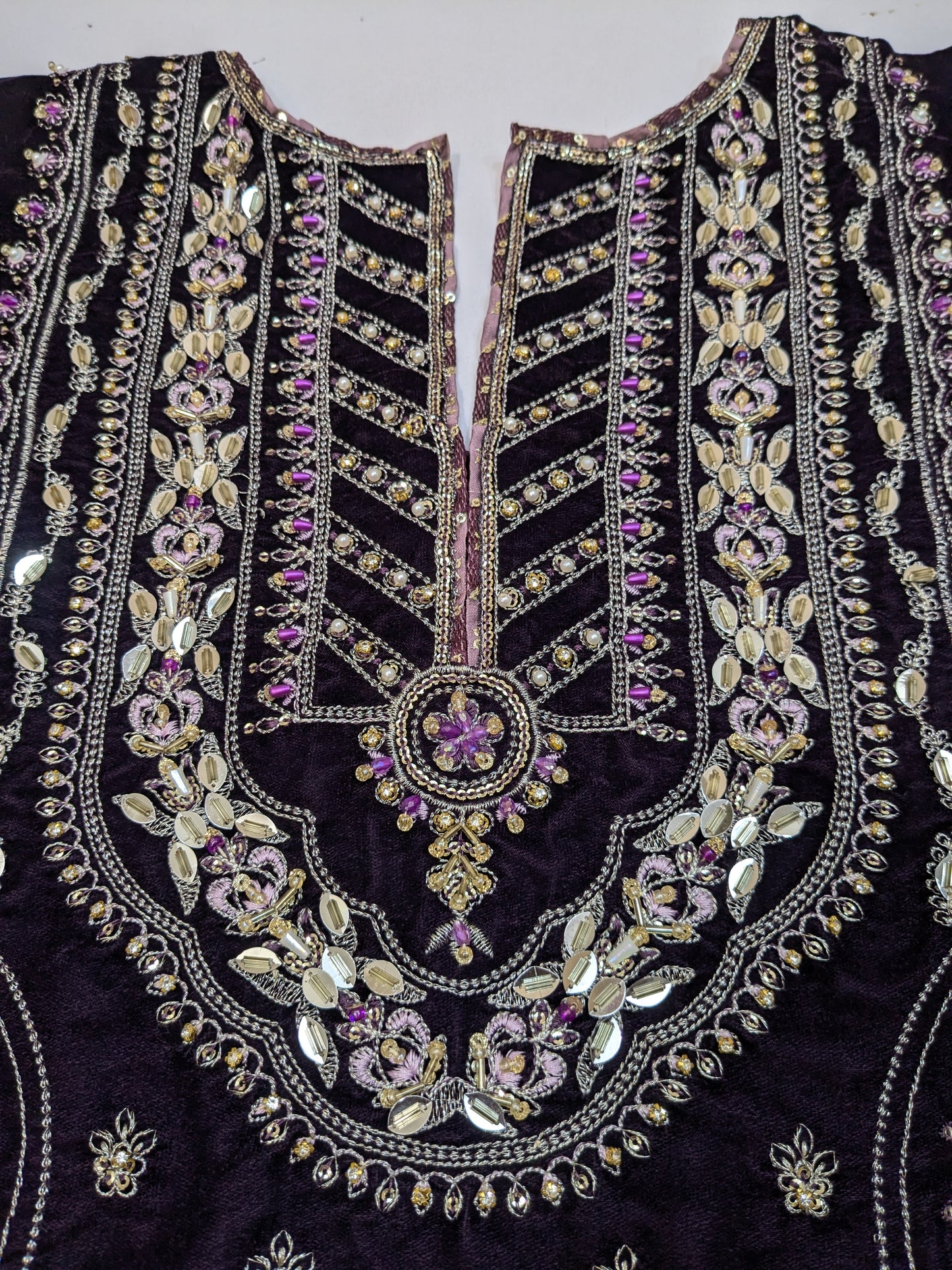 Aneelas Luxurious wedding wear purple velvet