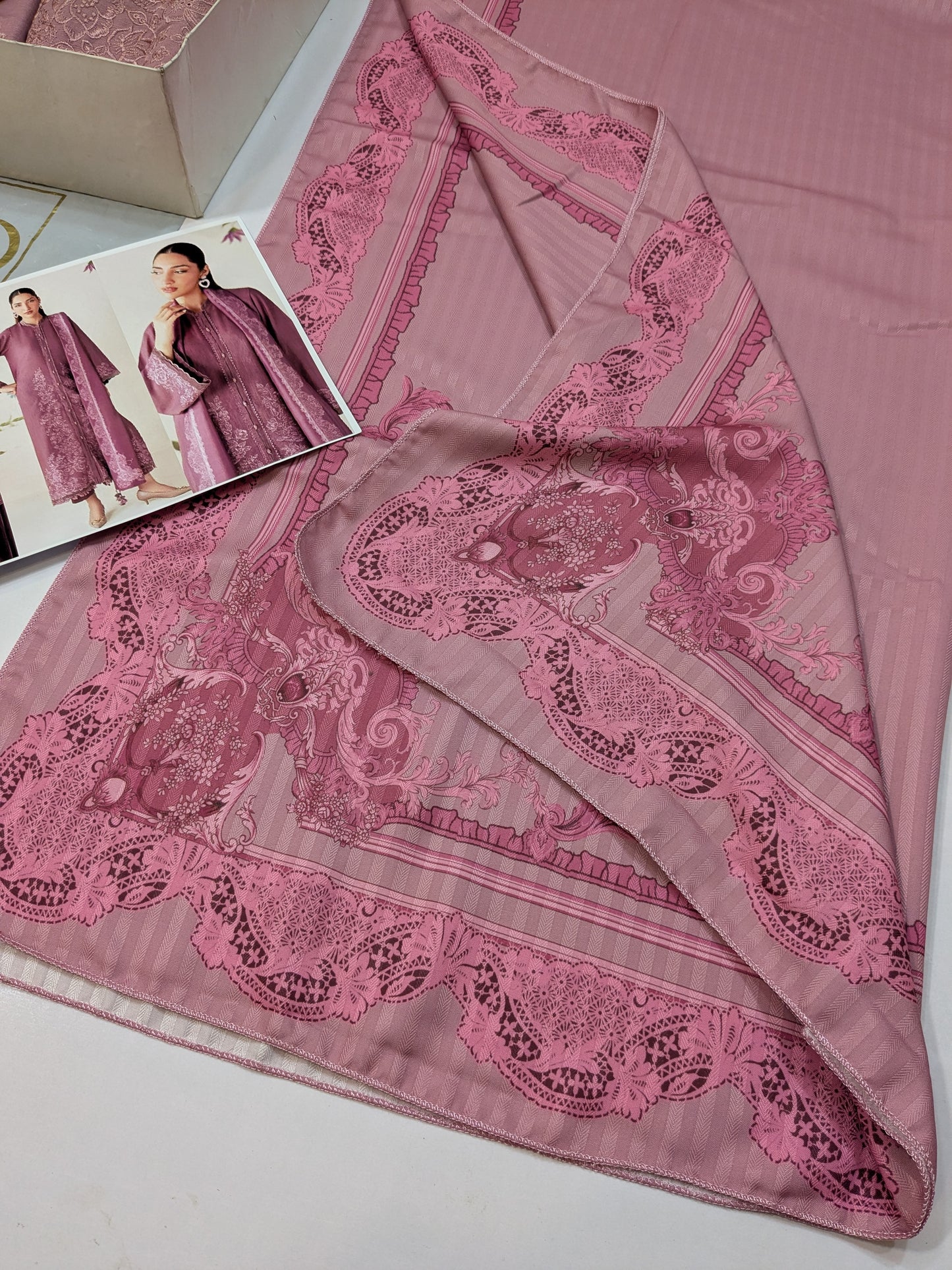 BAROQUE TEA PINK KHADDAR EMBROIDERED 3pcs