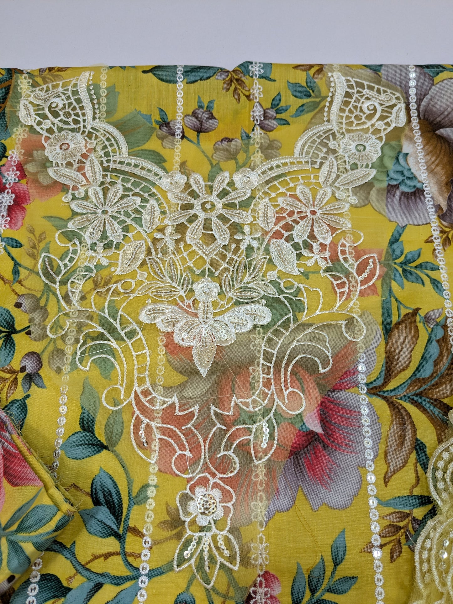 BINILYAS LEMON PRINTED EMBROIDERED LAWN