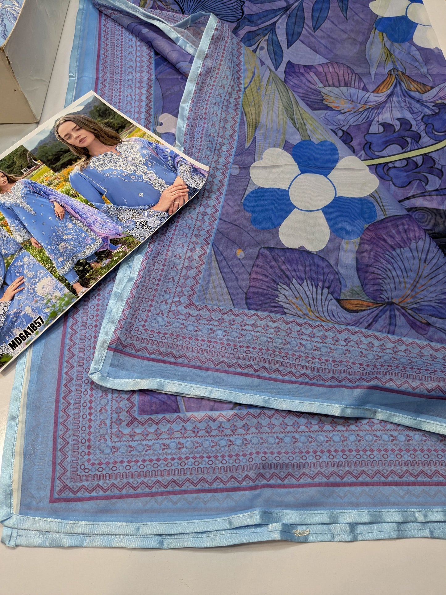 MUSHQ PERIWINKLE LUXURIOUS EMBROIDERED LAWN