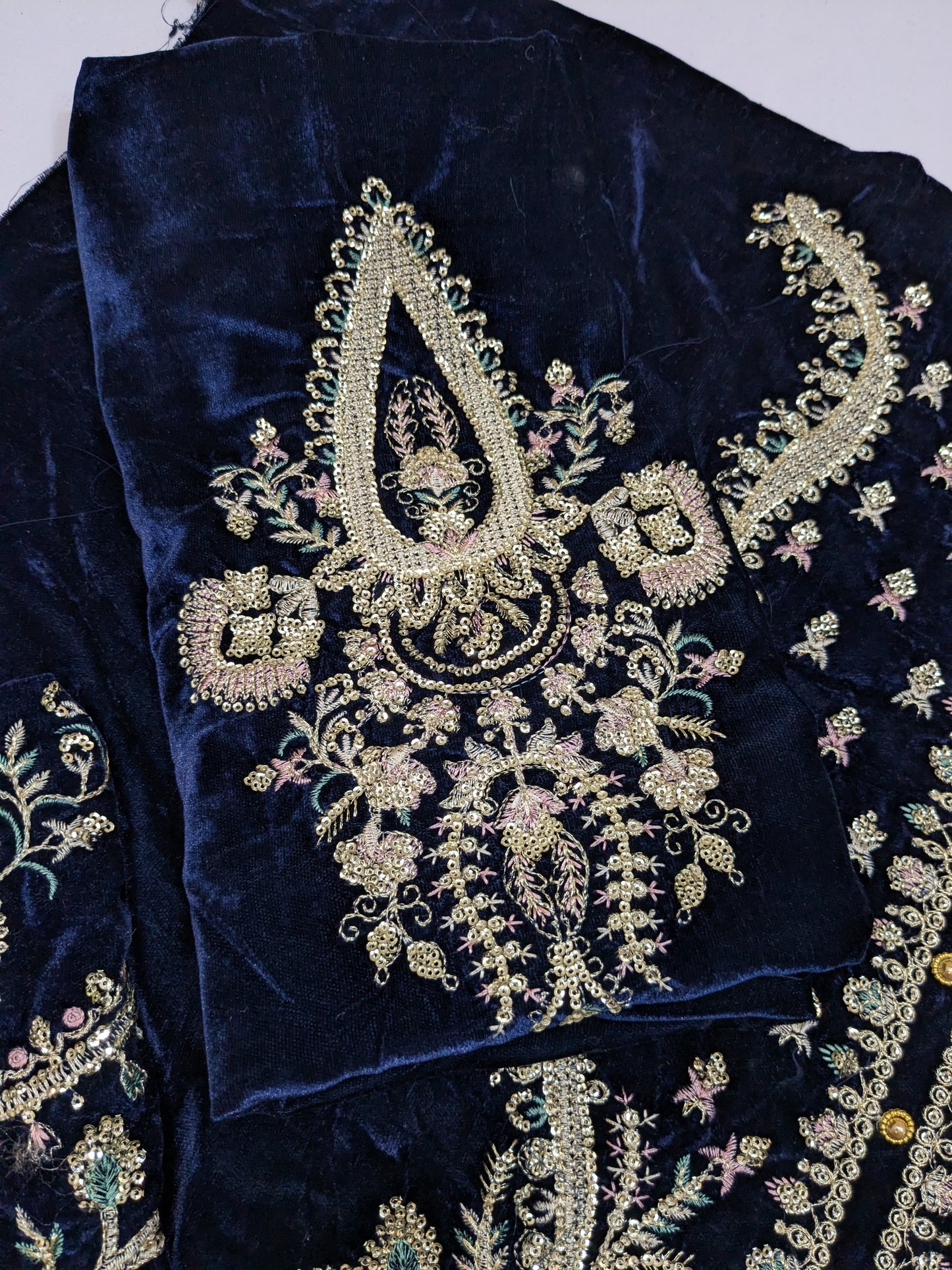 AFROZEH DIVANI MAYA BLUE LUXURIOUS VELVET