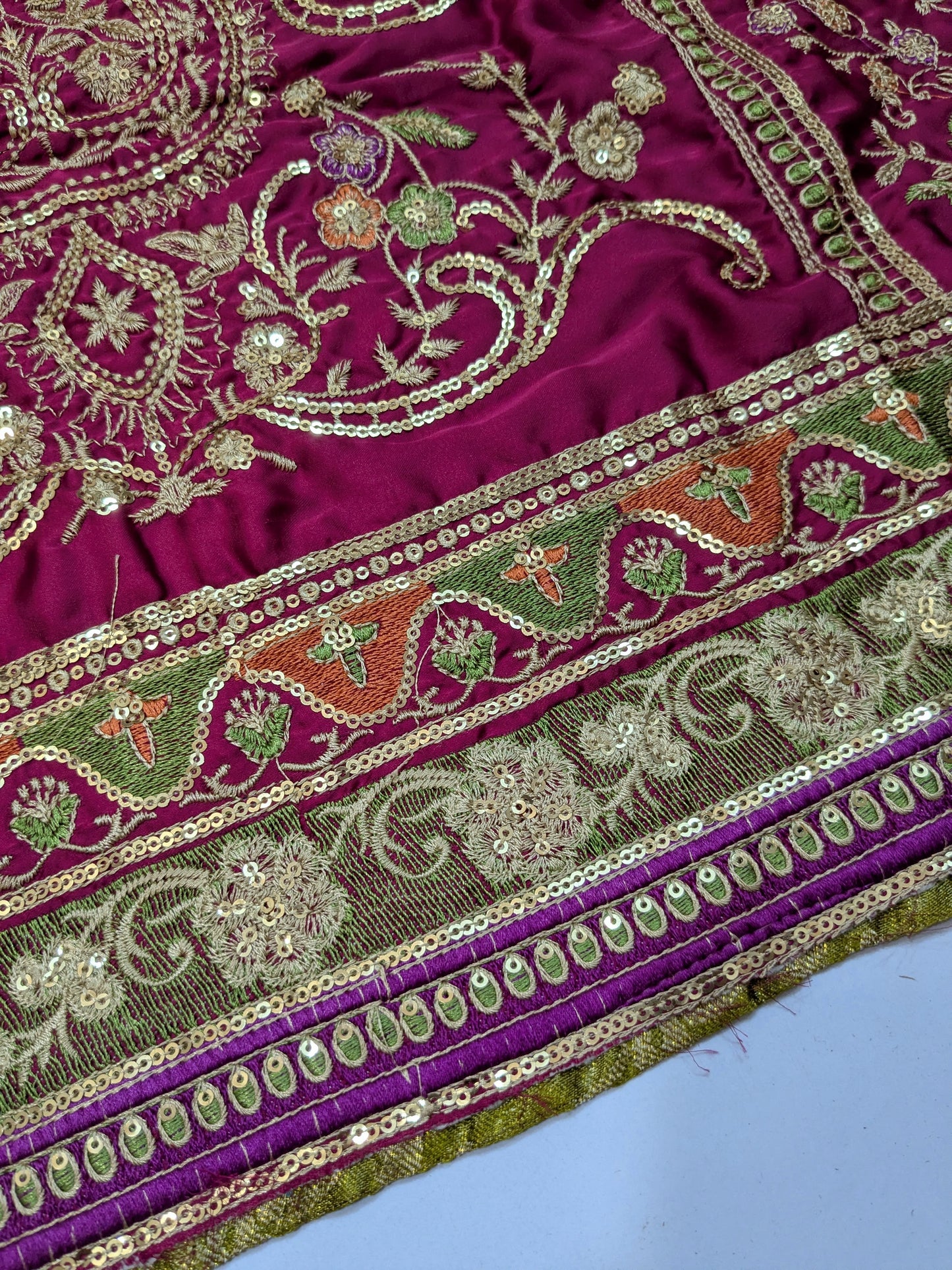 ANEELA SABOOR CHARMEUSE SILK EMBROIDERED DRESS