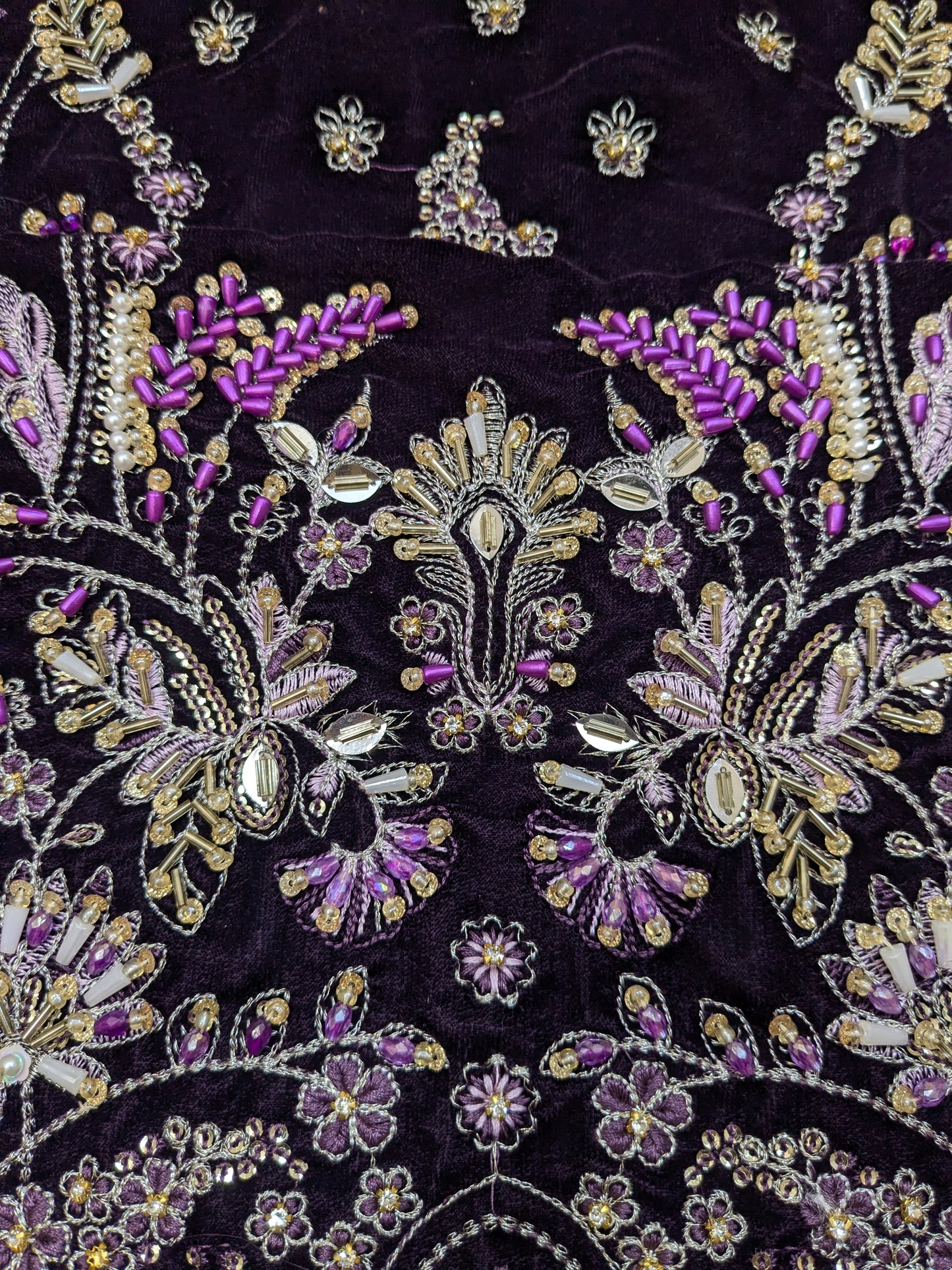Aneelas Luxurious wedding wear purple velvet