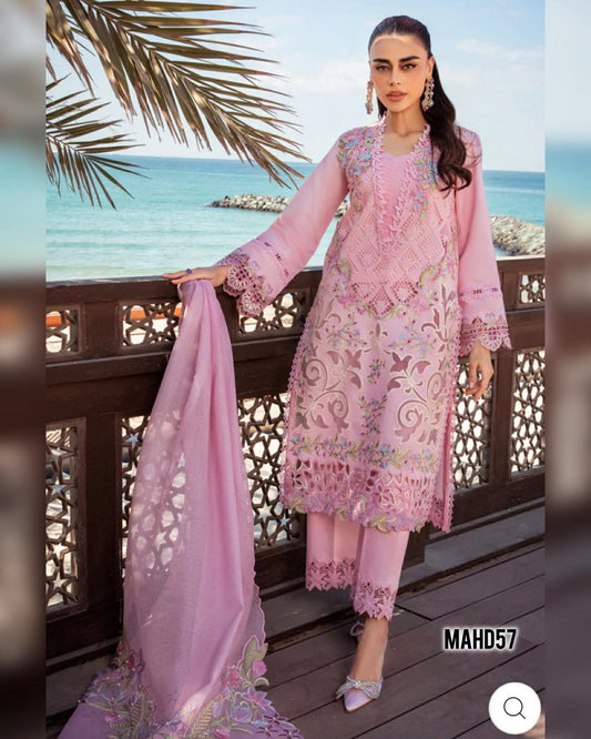 RANG RASIYA NATALIA ROSE PINK LUXURY CHIKANKARI LAWN 3 PIECE