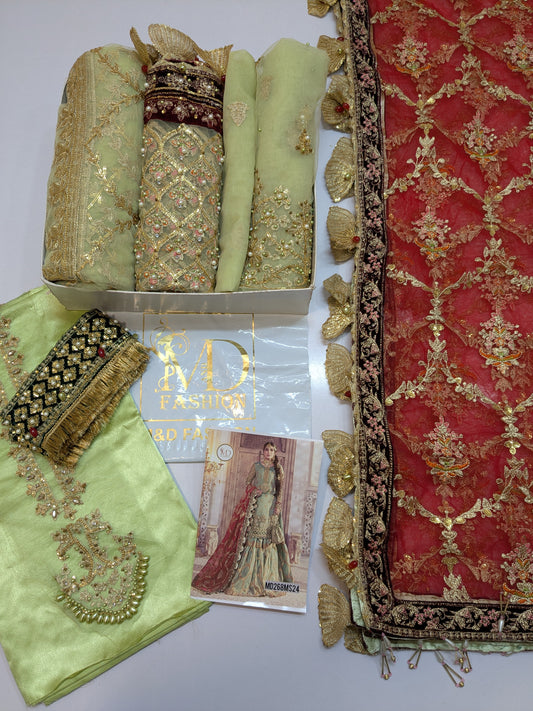 MARIA B INSPIRED CORAL IN SEA GREEN GHARARA