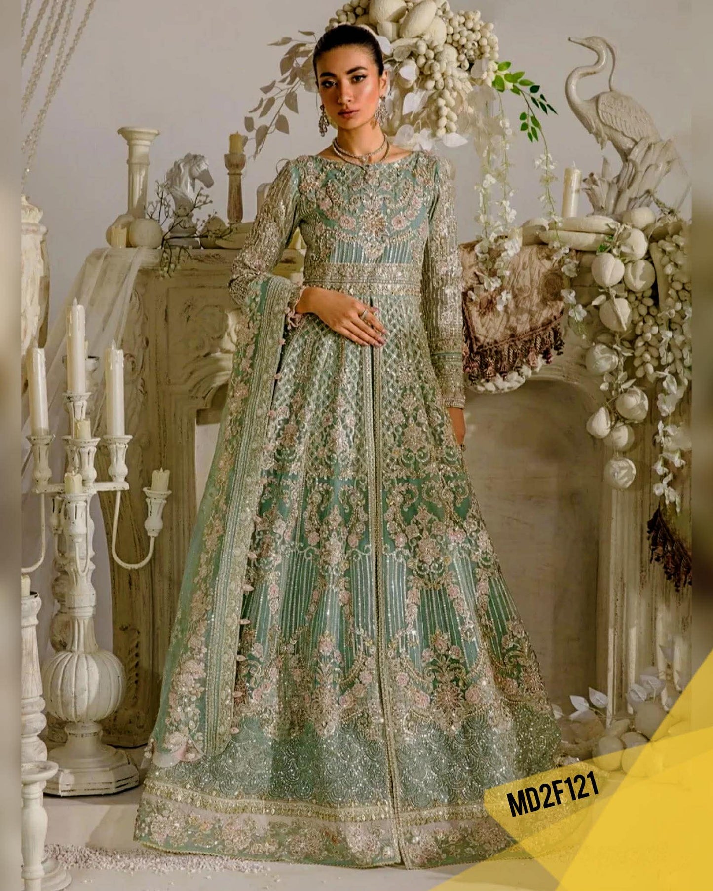 ELAF SAGE FULL EMBELLISHED MAXI LAHENGA