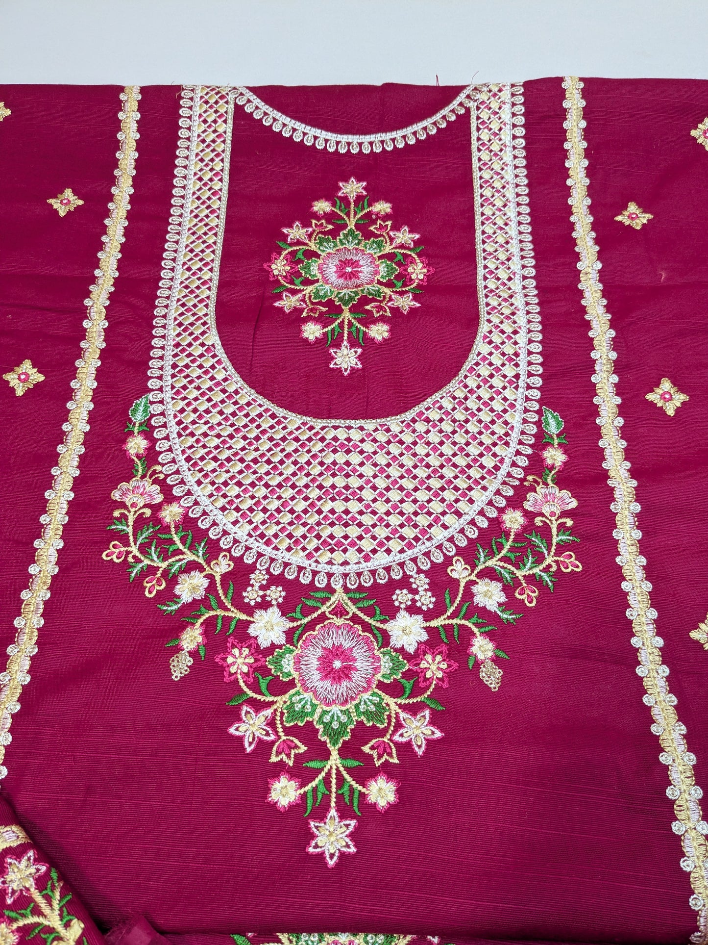 ANEELAS COLLECTION KHADDAR SHOCKING PINK DRESS