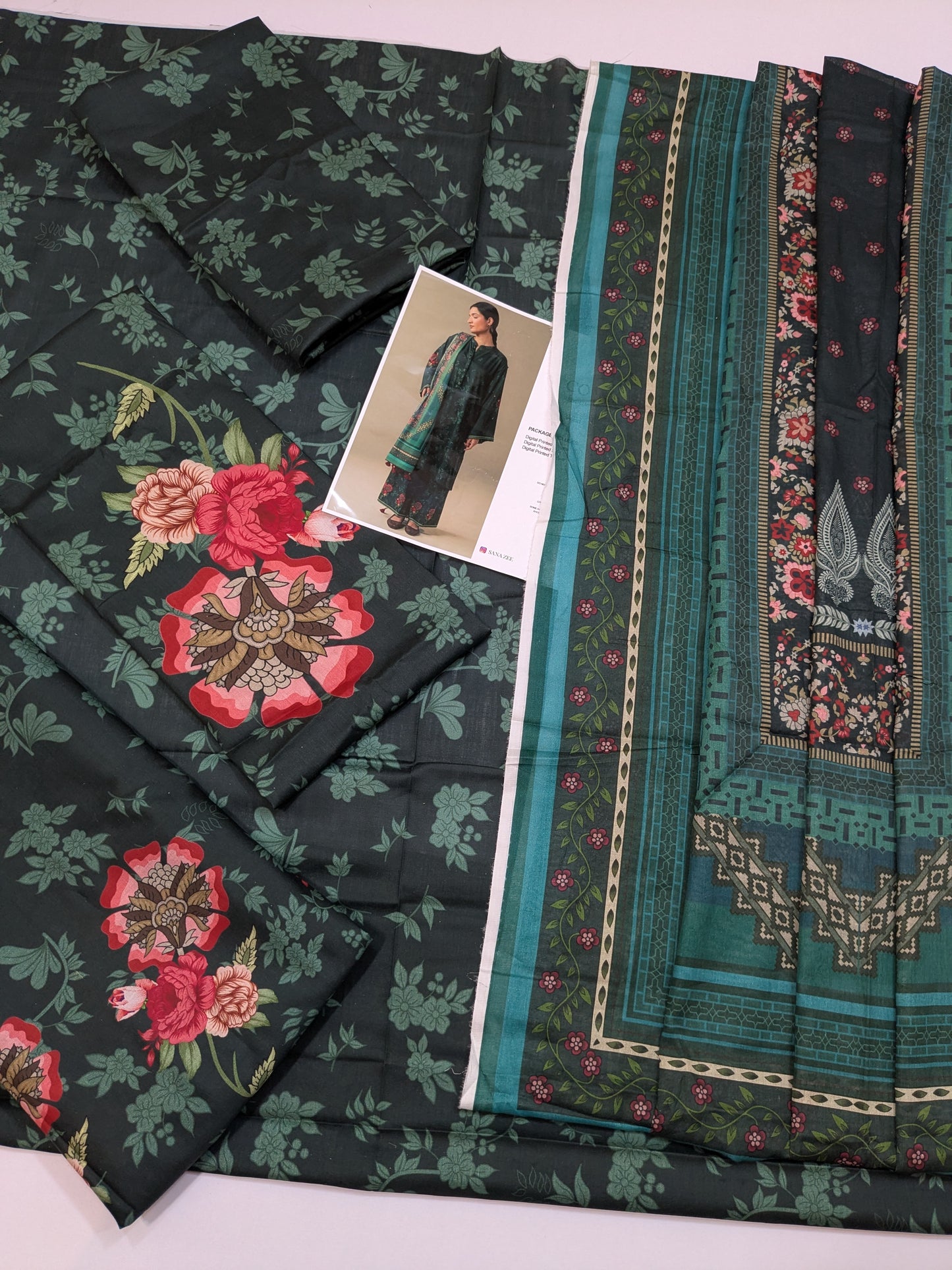 COCO BY ZARA SHAHJAHAN WILD FERN DIGITAL PRINT LAWN DUPPATA