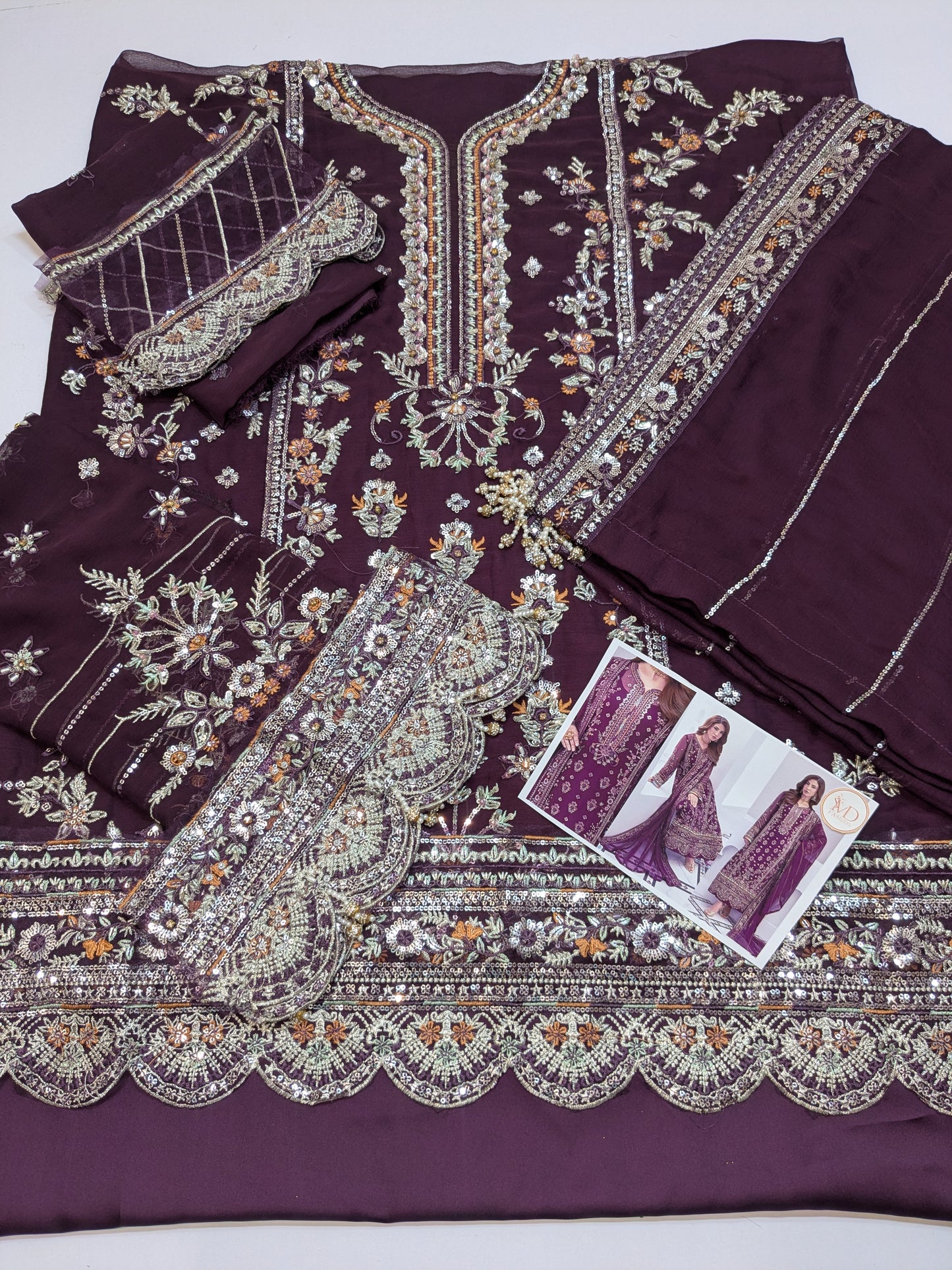 GULAAL INSPIRED CHIFFON HAND EMBELLISHED DRESS
