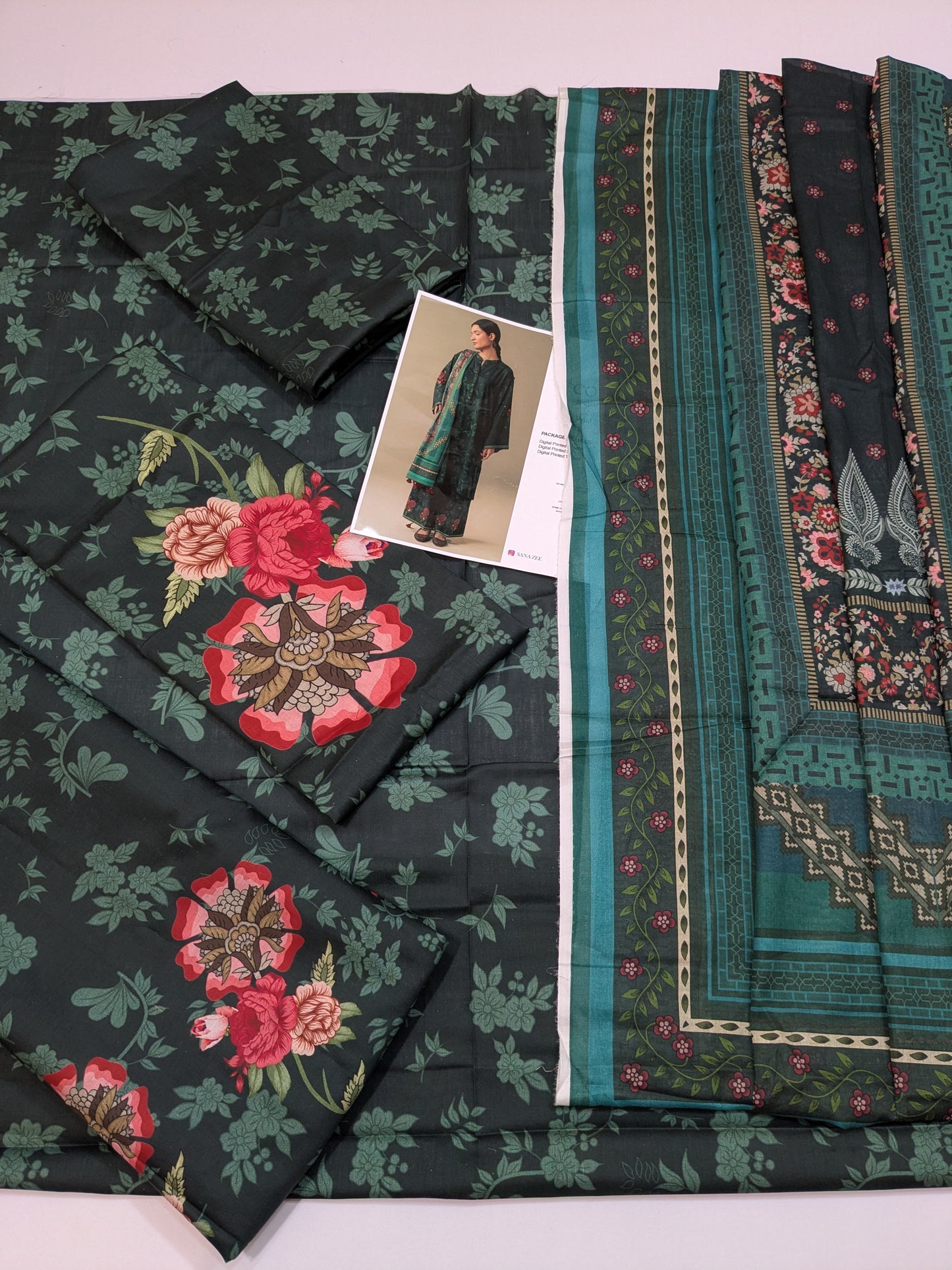 COCO BY ZARA SHAHJAHAN WILD FERN DIGITAL PRINT LAWN DUPPATA