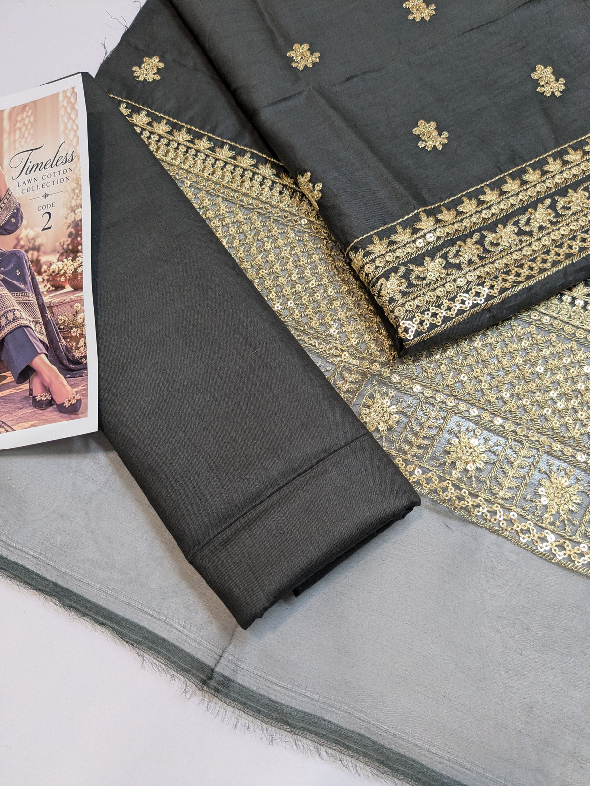 MAHIRA 02 CHARCOAL GREY LAWN COTTON