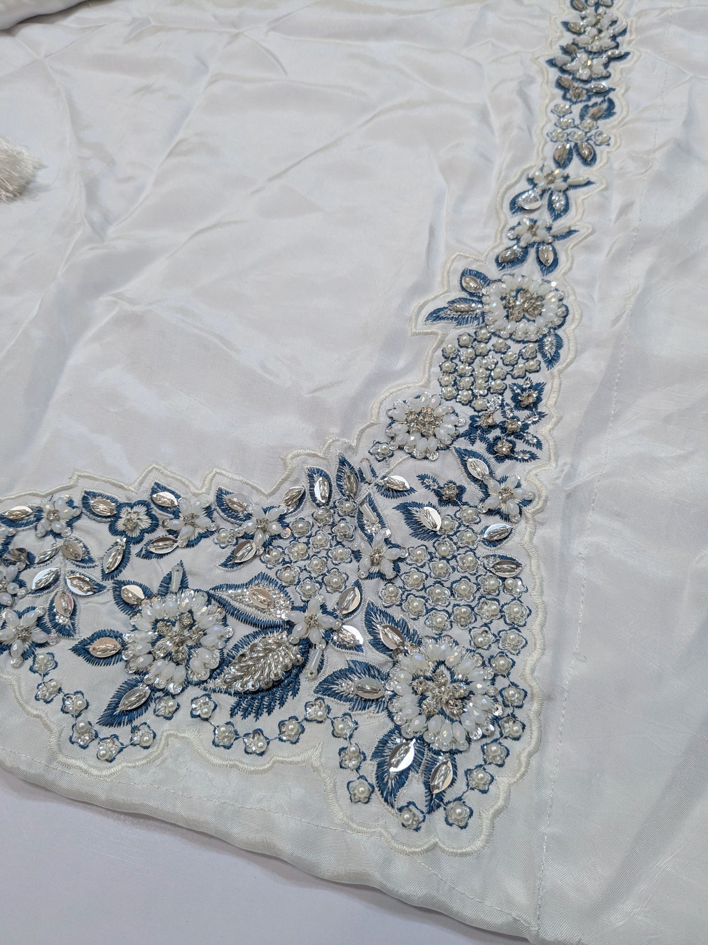 HUSSAIN REHAR VIRELLE PREMIUM RAW SILK HAND EMBELLISHED 3 PIECE UNSTICHED