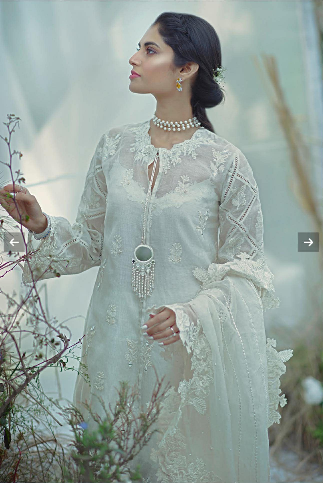 ZAINAB SALMAN WHITE MIRROR WORK 3PCS UNSTICH