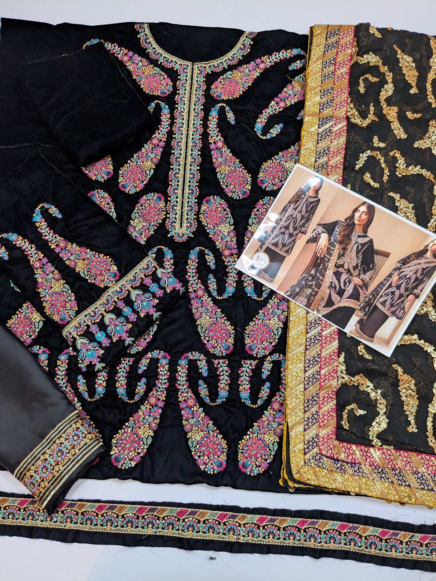 JAZMIN KAIRY MULTI EMBROIDERED VELVET 3PC