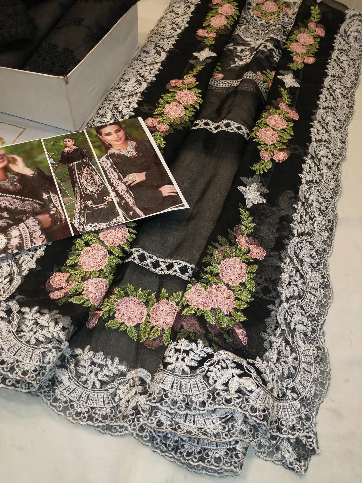 KAHF BLACK LUXURIOUS LAWN WITH HEAVY EMBROIDERED DUPPATA