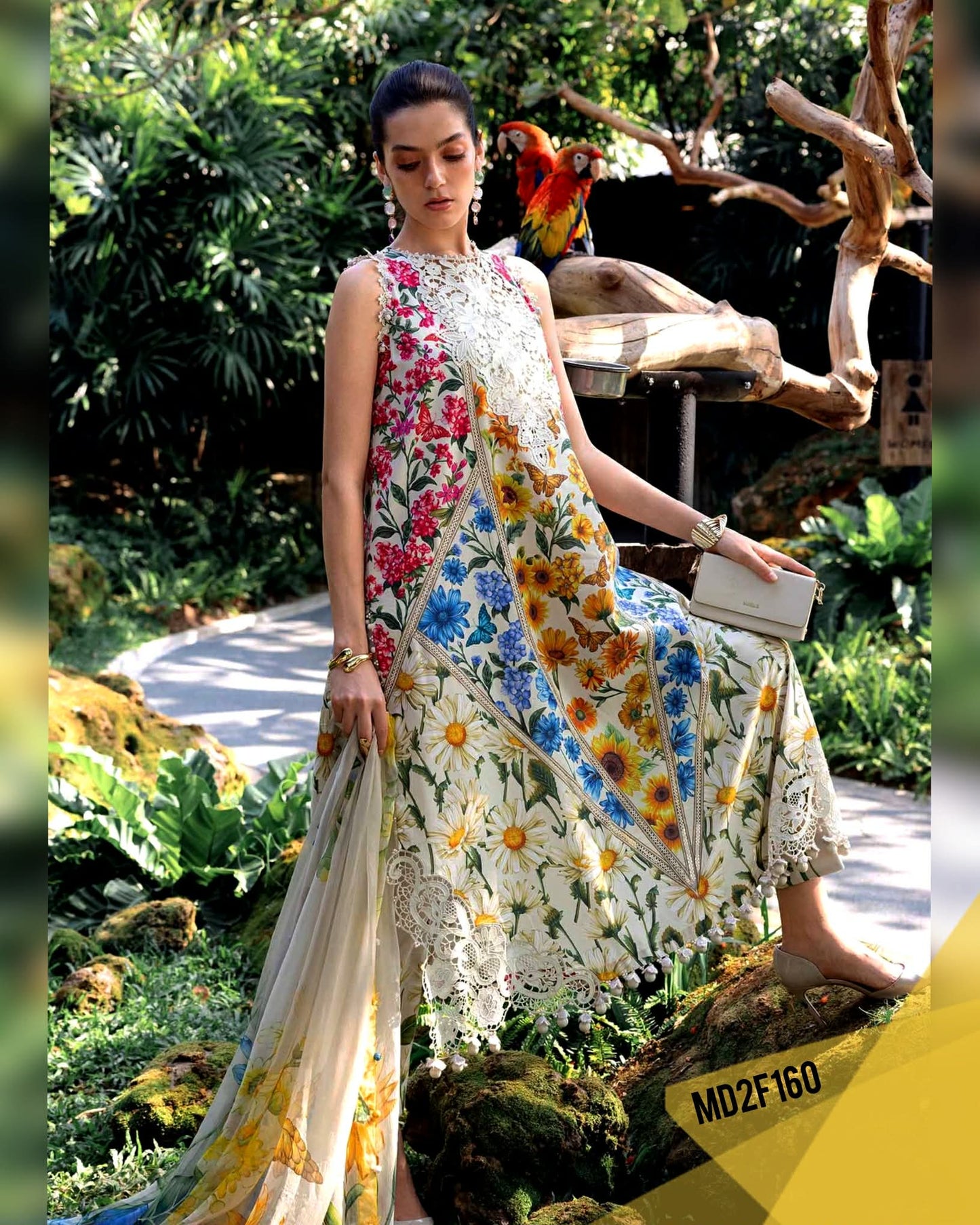 MARIA B SUNFLOWER BLUE 26 MPRINT LAWN