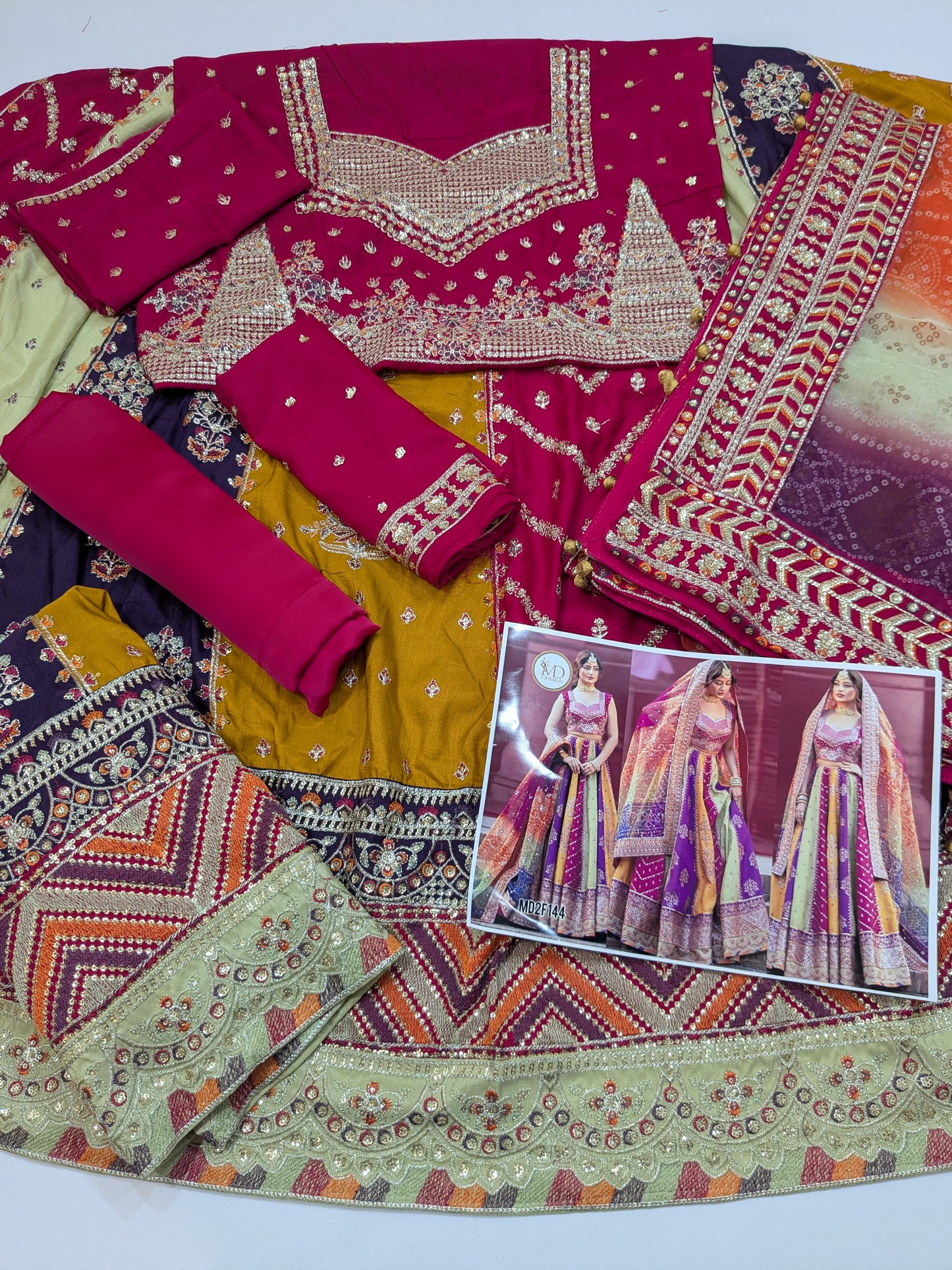 BIN ILYAS SAJJAL MULTI EMBROIDERED MAXI LAHENGA