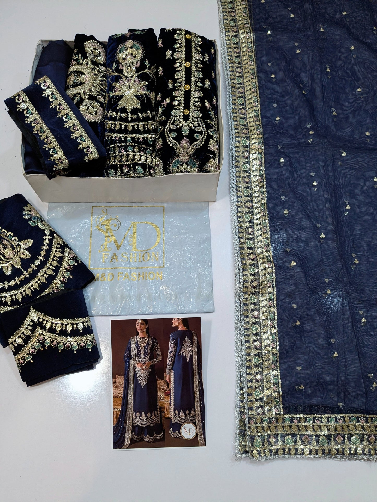 AFROZEH DIVANI MAYA BLUE LUXURIOUS VELVET