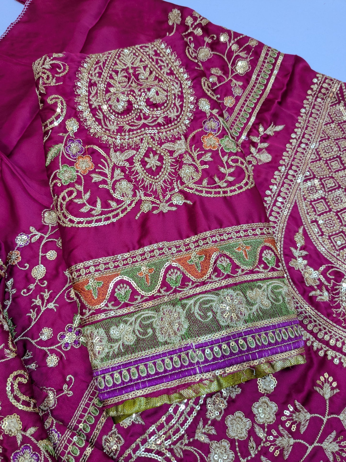 ANEELA SABOOR CHARMEUSE SILK EMBROIDERED DRESS