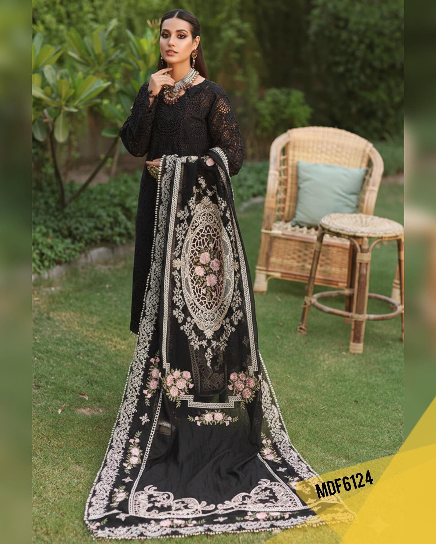 KAHF BLACK LUXURIOUS LAWN WITH HEAVY EMBROIDERED DUPPATA
