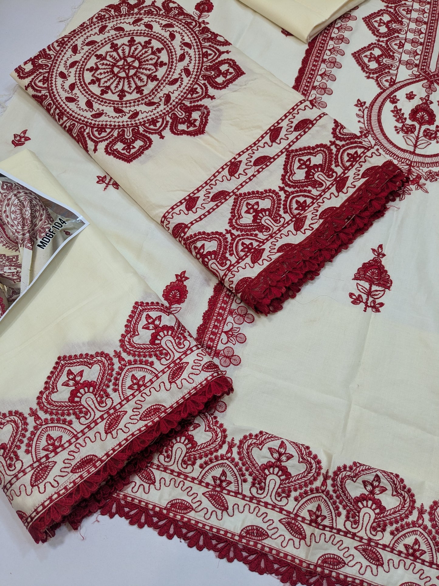 ANEELA RUBY CREAM LUXURIOUS LAWN