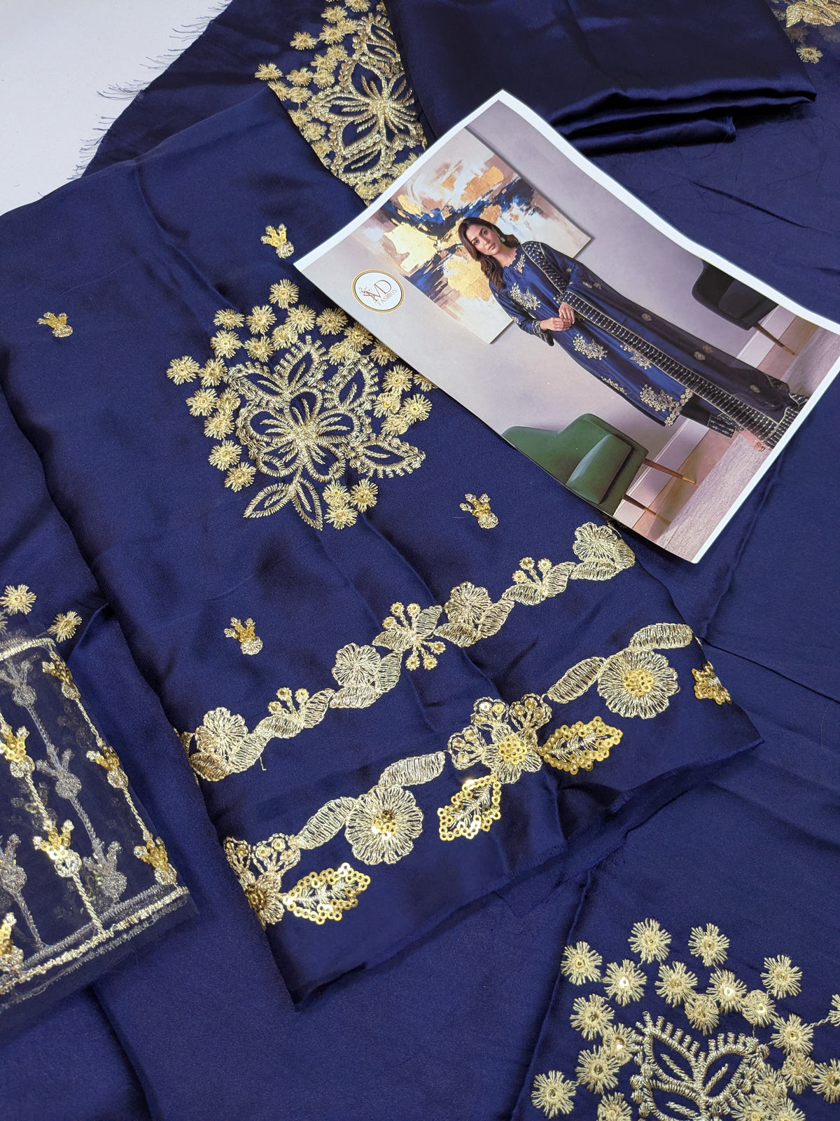 MAHIRA SILK EMBROIDERED BLUE FORMAL