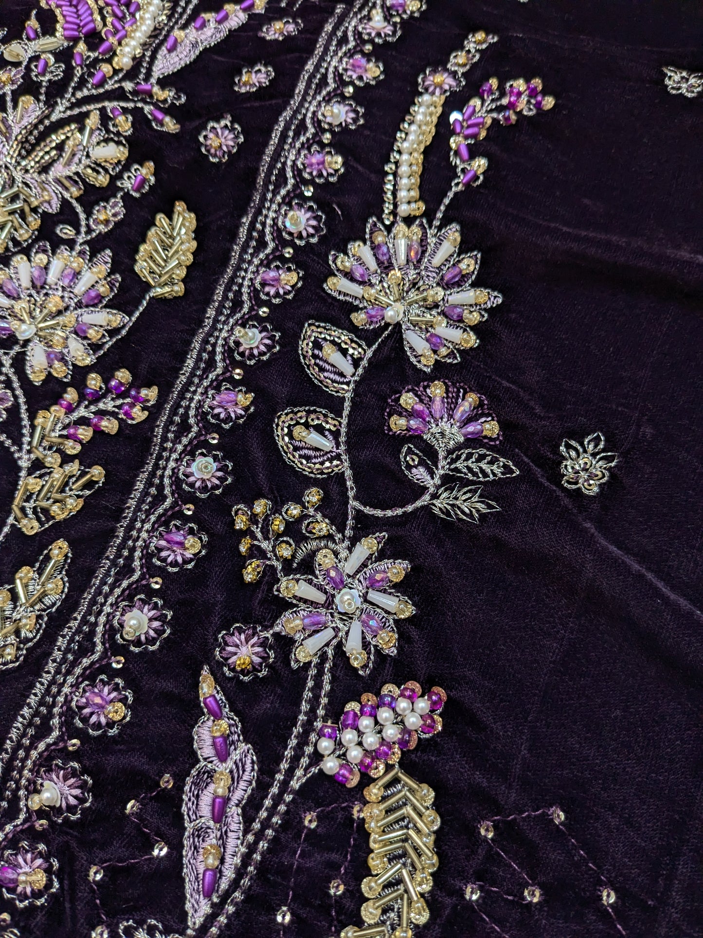 Aneelas Luxurious wedding wear purple velvet