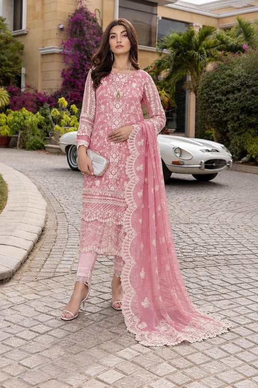 AZURE PINK ORGANZA EMBROIDERED DRESS