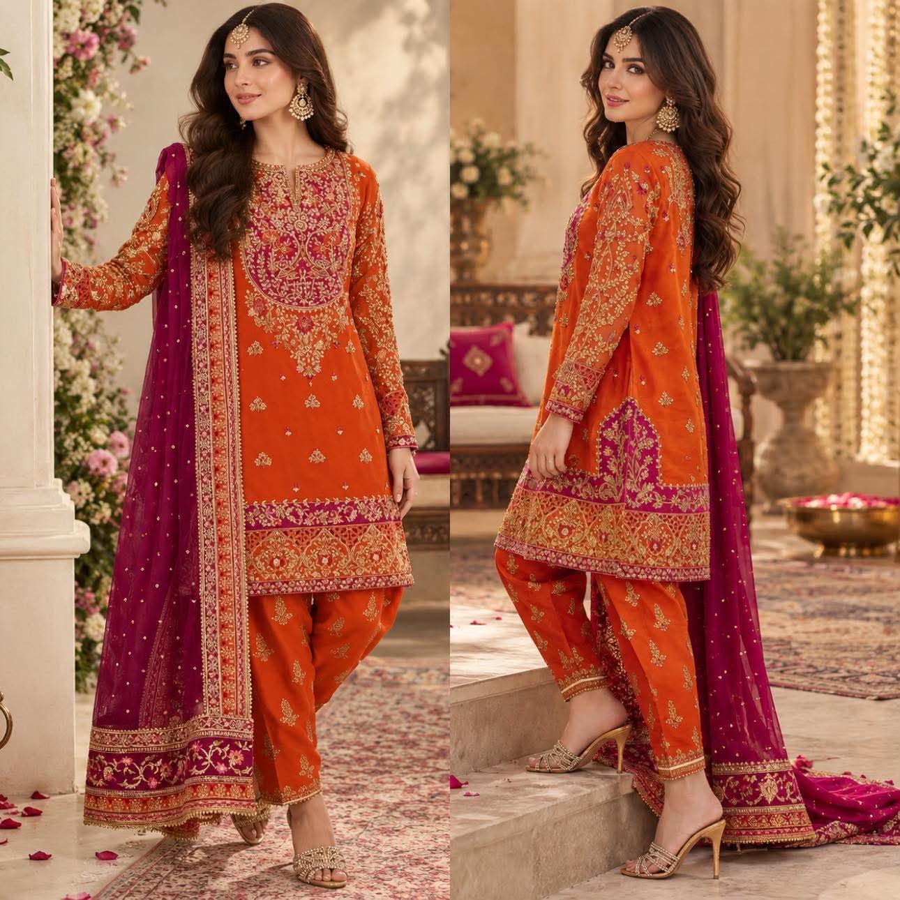 SANA WAJAHAT PREMIUM CHIFFON EMBROIDERED DRESS