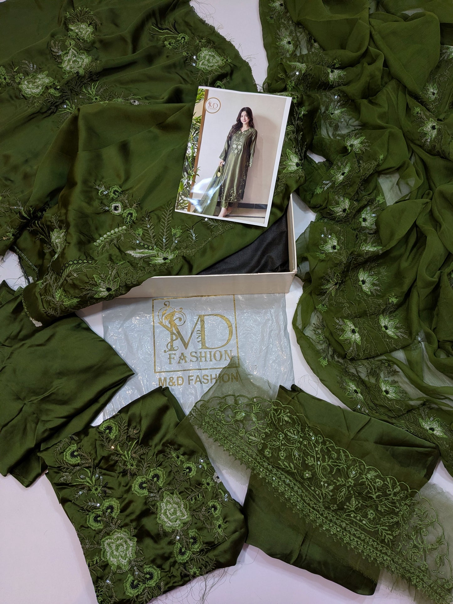 MAHIRA NOOR SILK GREEN EMBROIDERED 3PCS