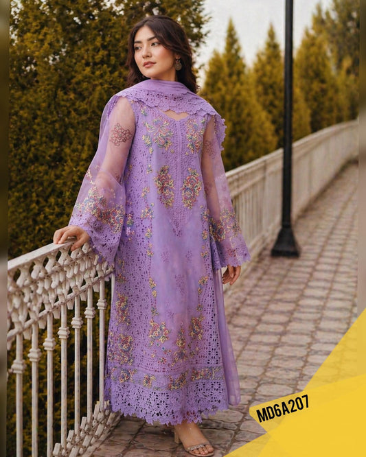 ANEELA LILAC CHIKENKARI EMBROIDERED