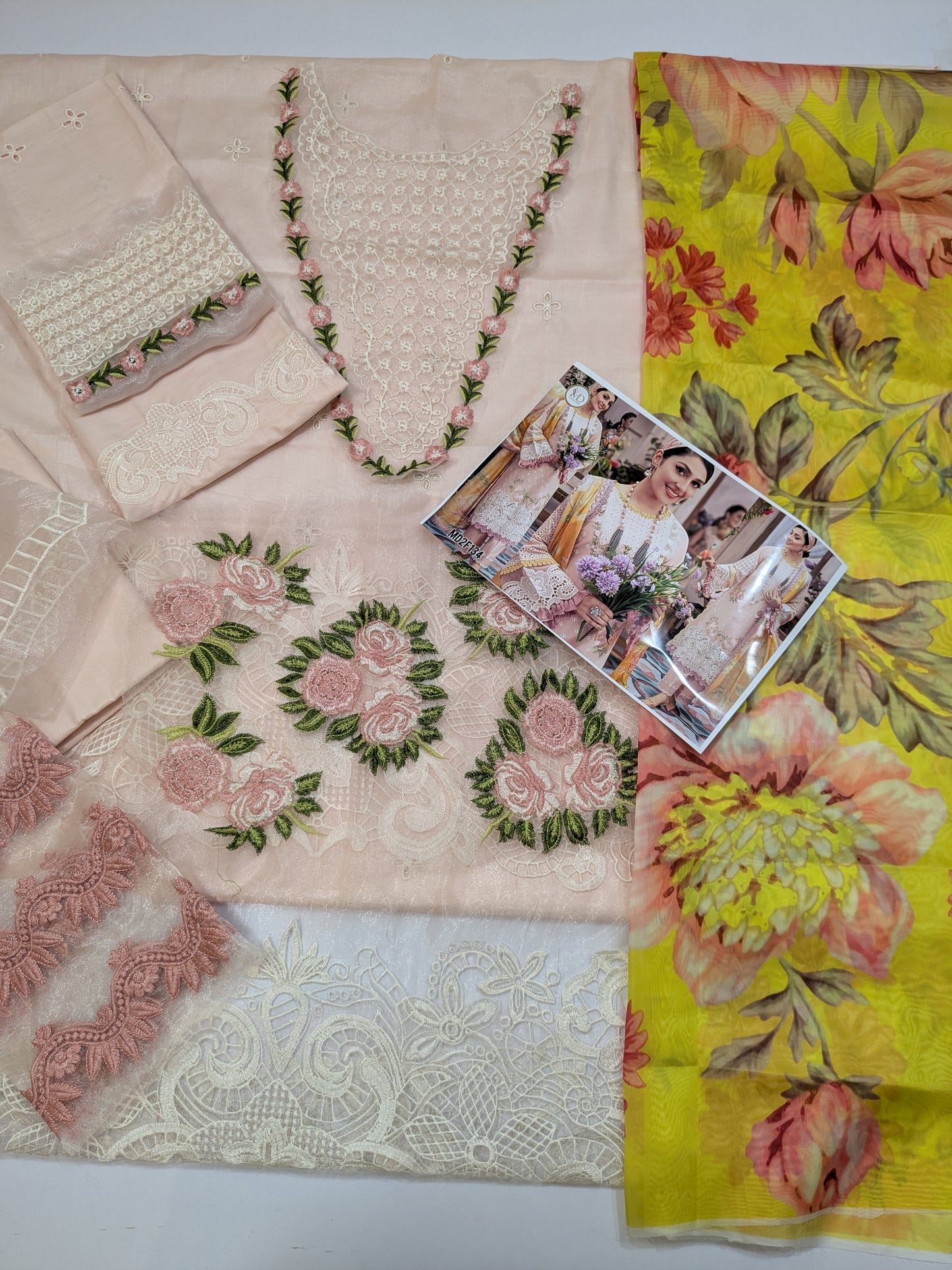 MUSHQ PINK LEMON LUXURIOUS CHIKENKARI LAWN