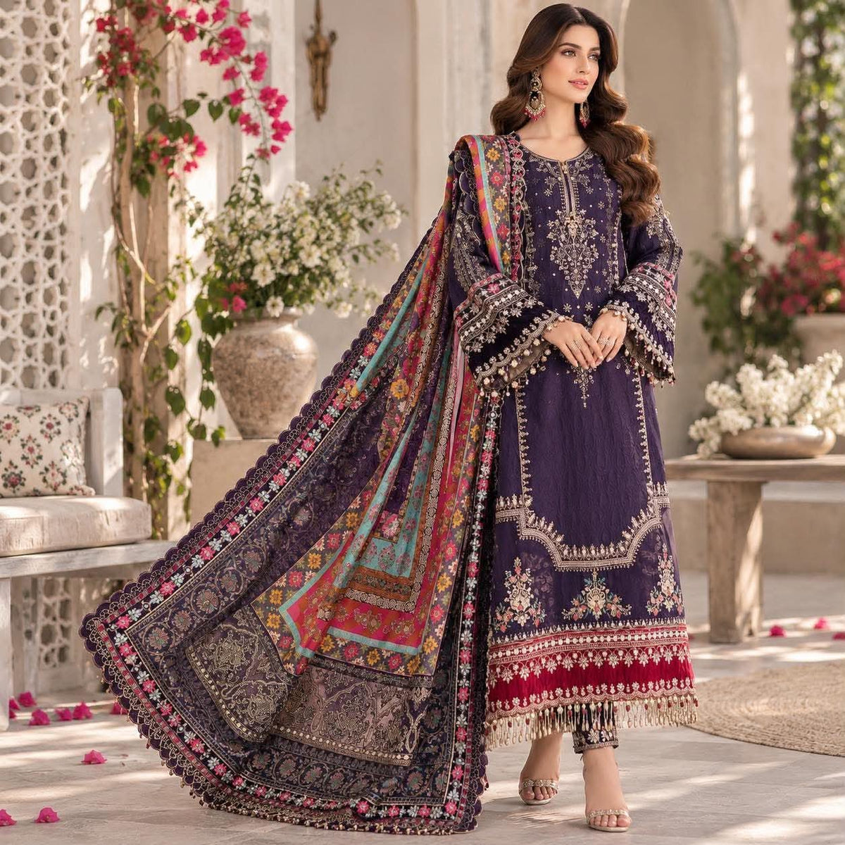 MARIA B INSPIRED PURPLE CHIFFON EMBROIDERED