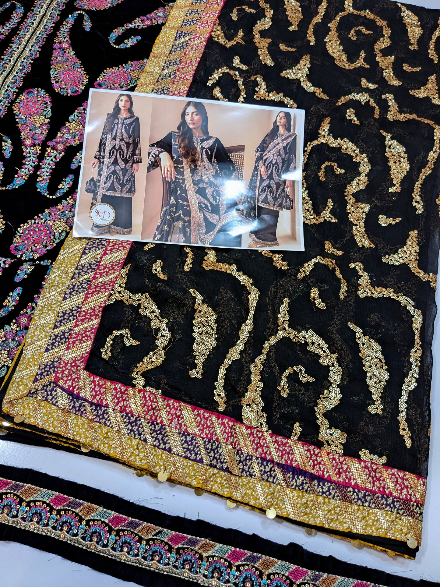 JAZMIN KAIRY MULTI EMBROIDERED VELVET 3PC