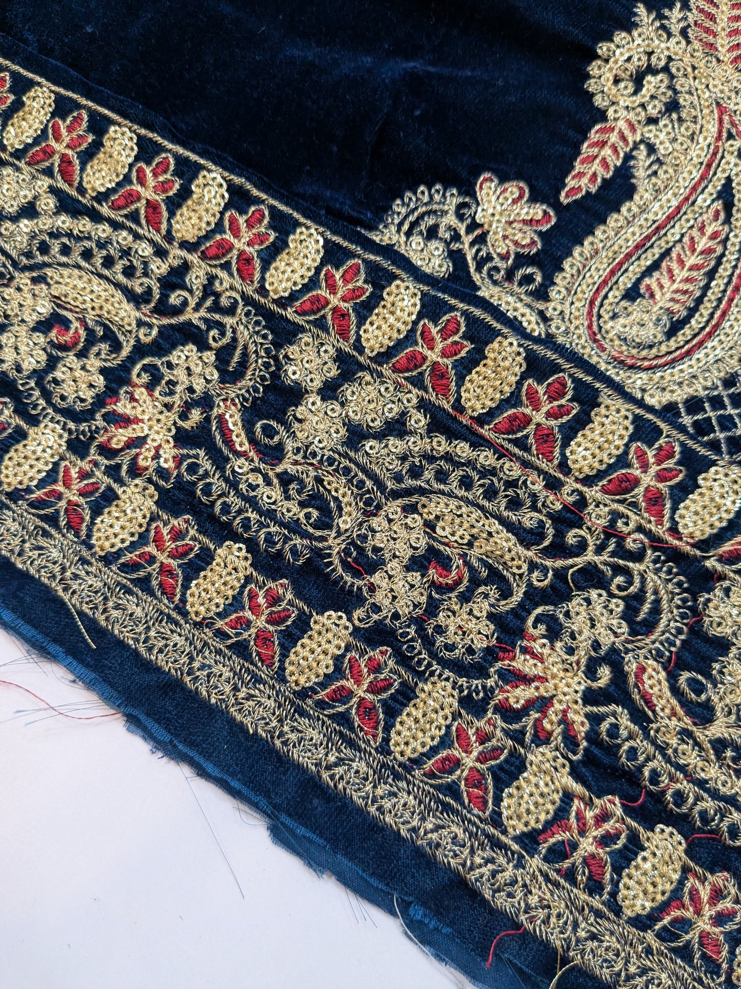 ANEELAS BLUE VELVET DRESS WITH VELVET SHAWL