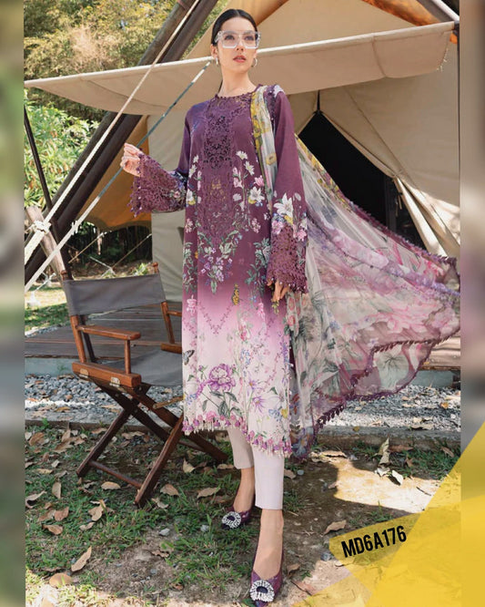 MARIA B LAWN TYE N DYE BURGUNDY MPRINT 9B