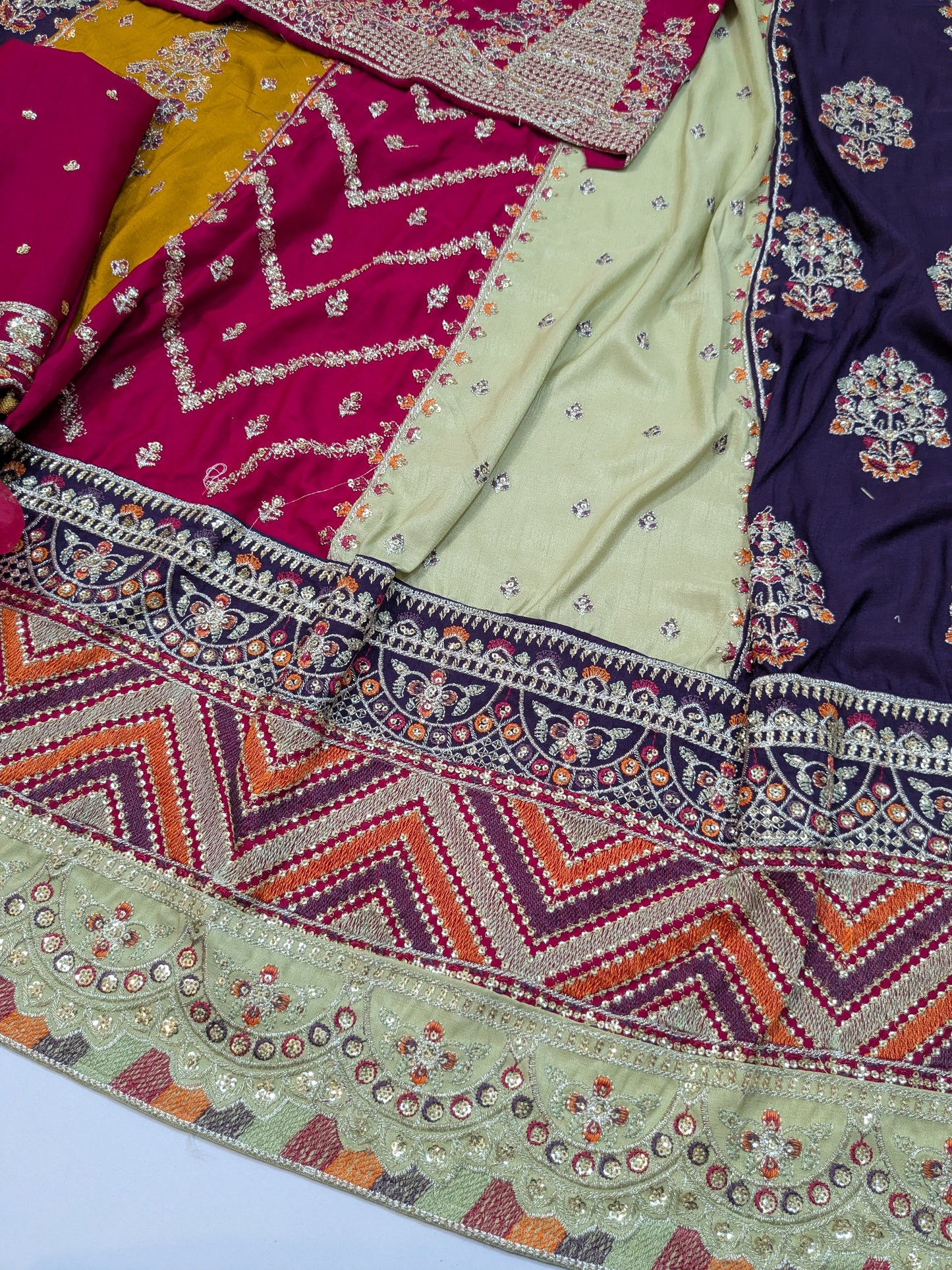 BIN ILYAS SAJJAL MULTI EMBROIDERED MAXI LAHENGA