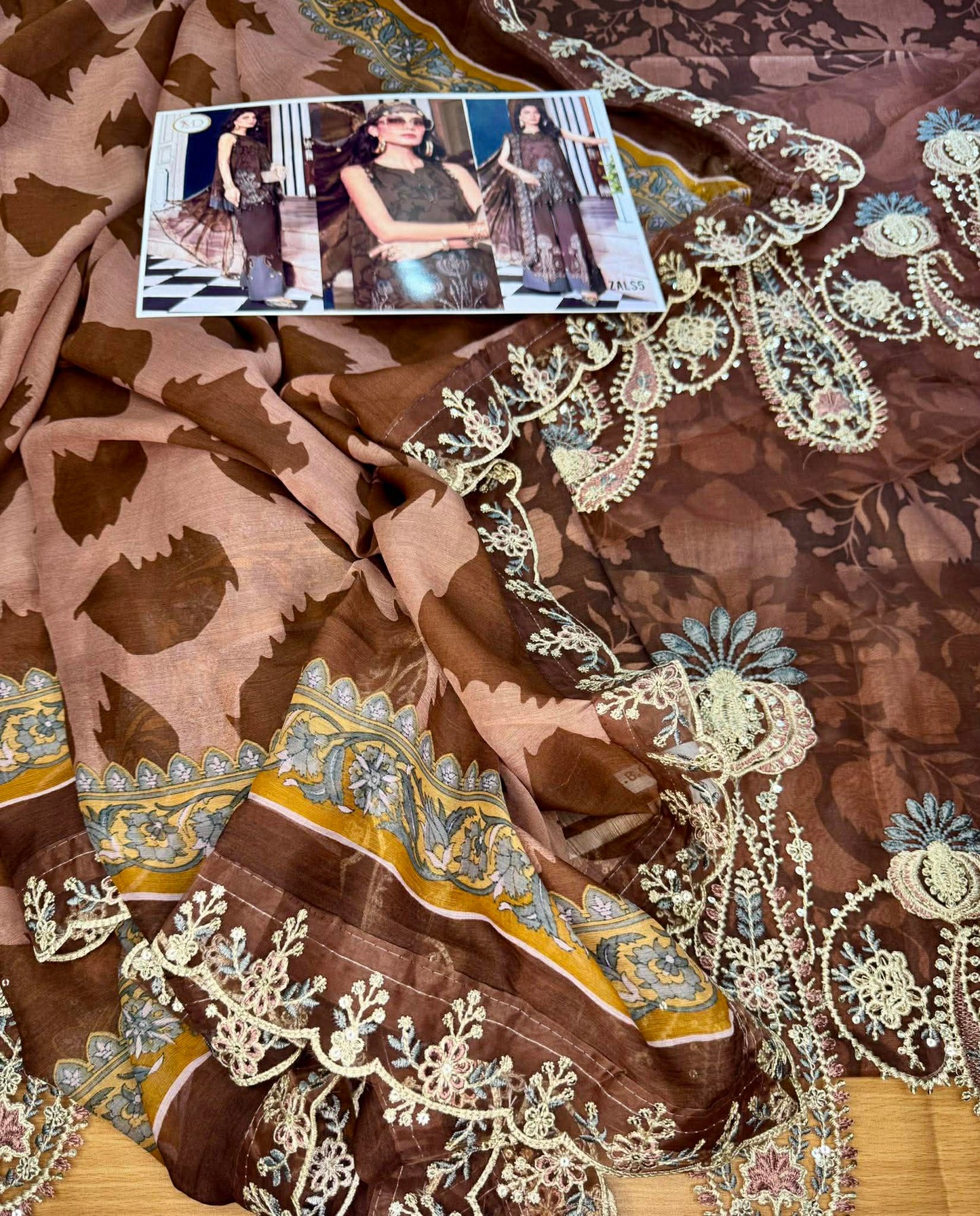 MARIA B LAWN 4A BROWN READY DUPPATA