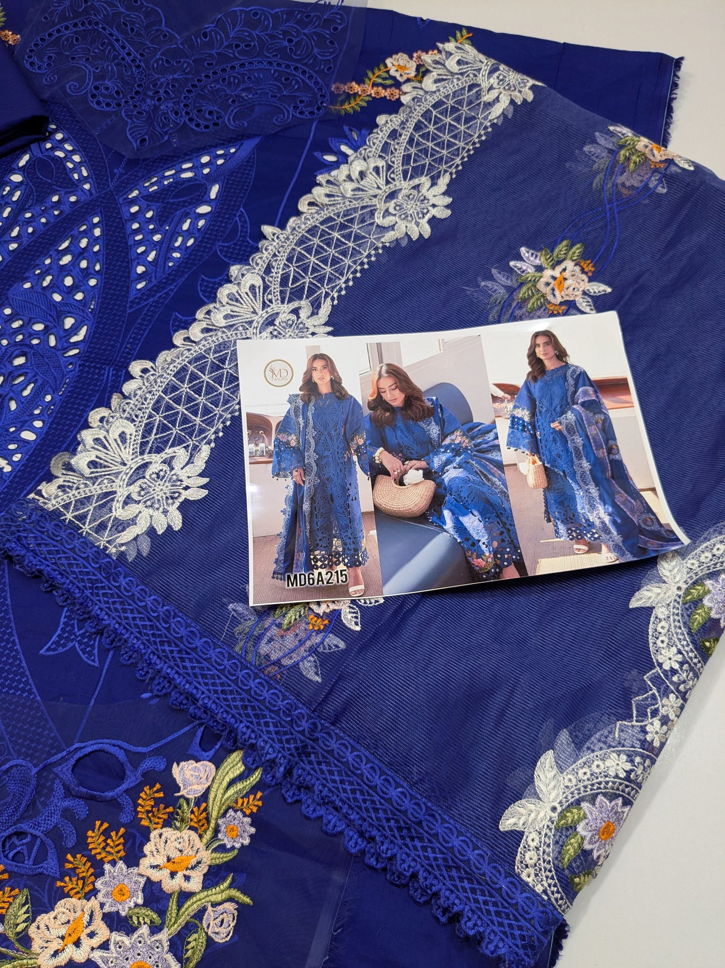 PARISHAY BLUE CHIKENKARI LAWN EMBROIDERED