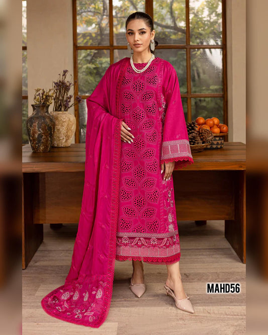 MARJAAN SHOCKING PNK CHIKEN KARI LAWN COTTON 3pcs