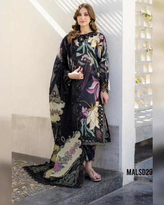 BAROQUE BLACK MOTIV LAWN PRINTED EMBROIDERED