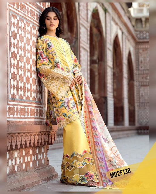 BINILYAS LEMON PRINTED EMBROIDERED LAWN