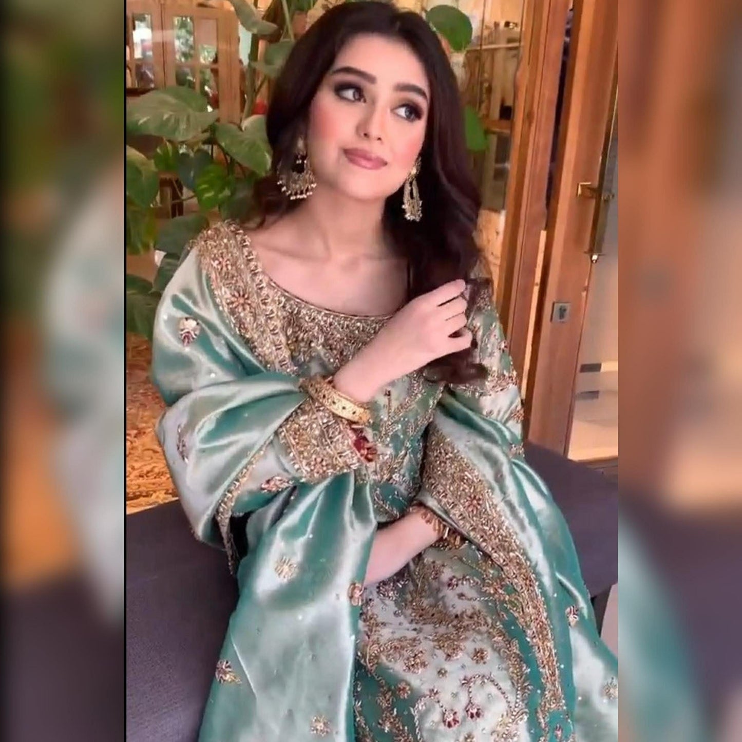 HARIS SHAKEEL SEA GREEN SHIMMERY HAND EMBELLISHED