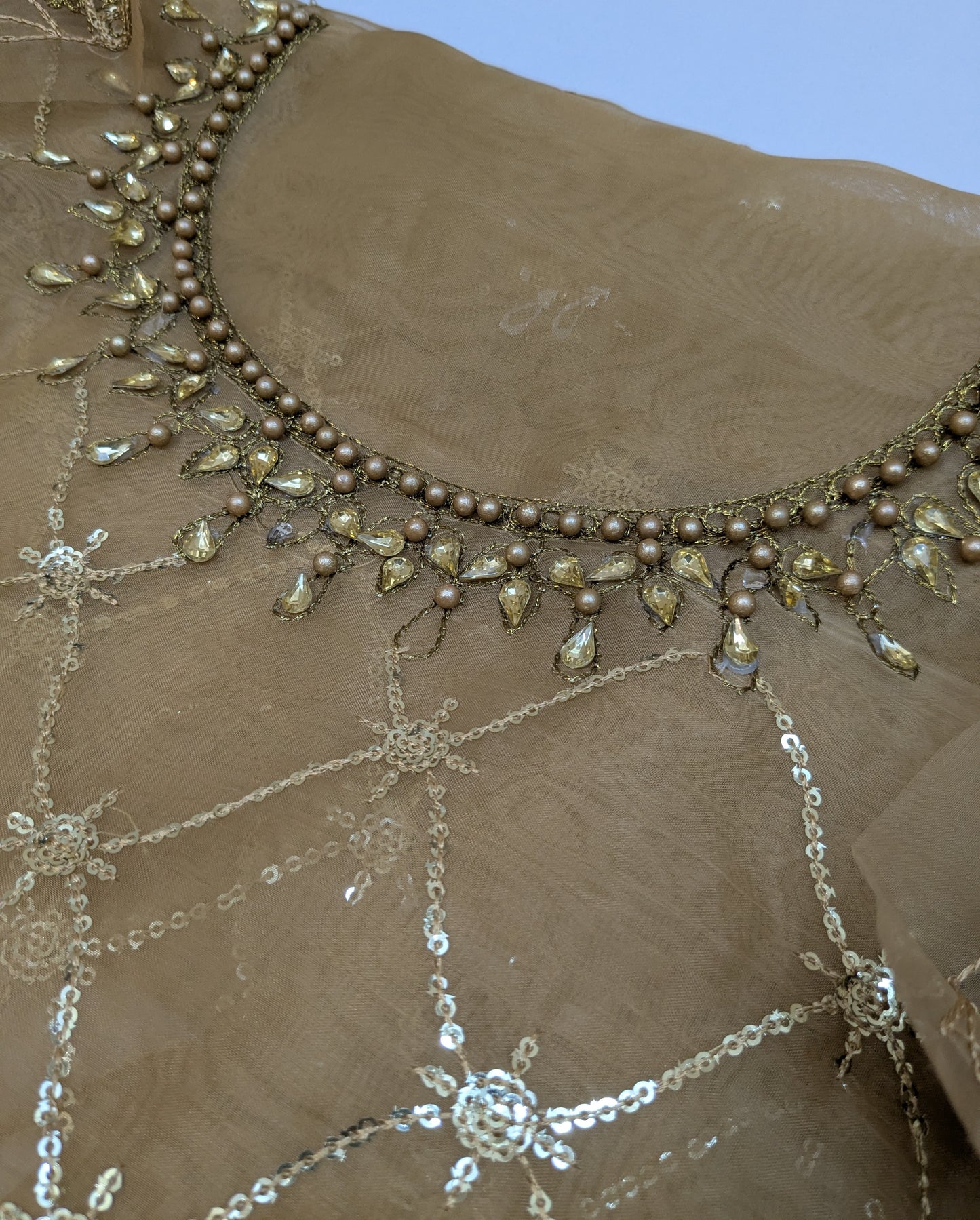MARIA B VINTAGE GOLD ORGANZA EMBROIDERED