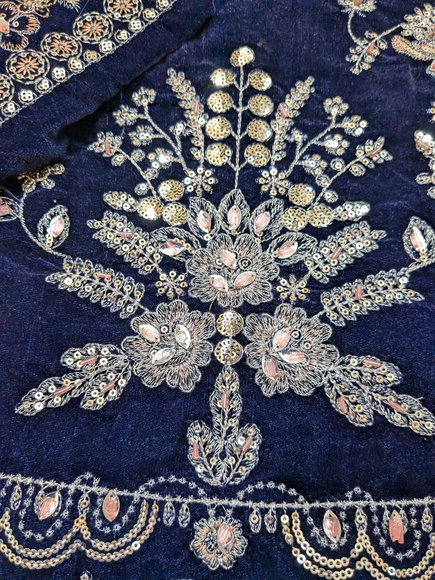 ANEELAS SUMBUL BLUE LUXURIOUS VELVET DRESS