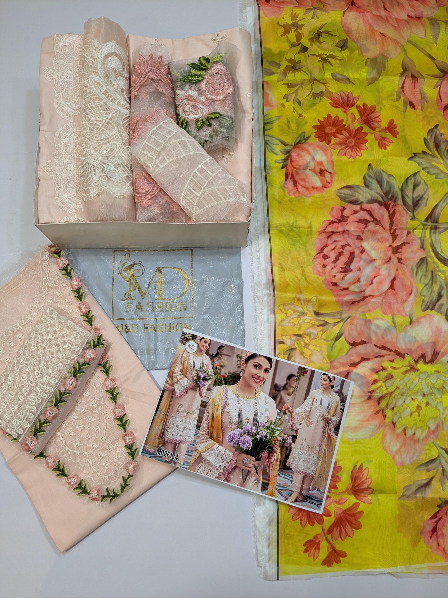 MUSHQ PINK LEMON LUXURIOUS CHIKENKARI LAWN