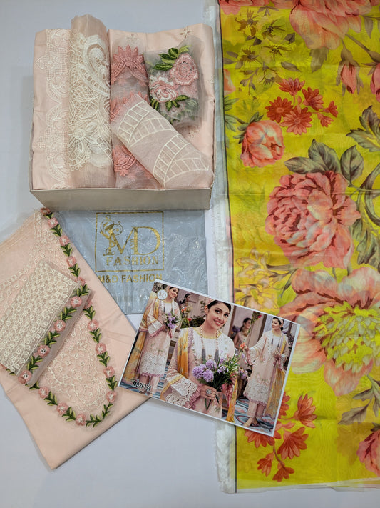 MUSHQ PINK LEMON LUXURIOUS CHIKENKARI LAWN